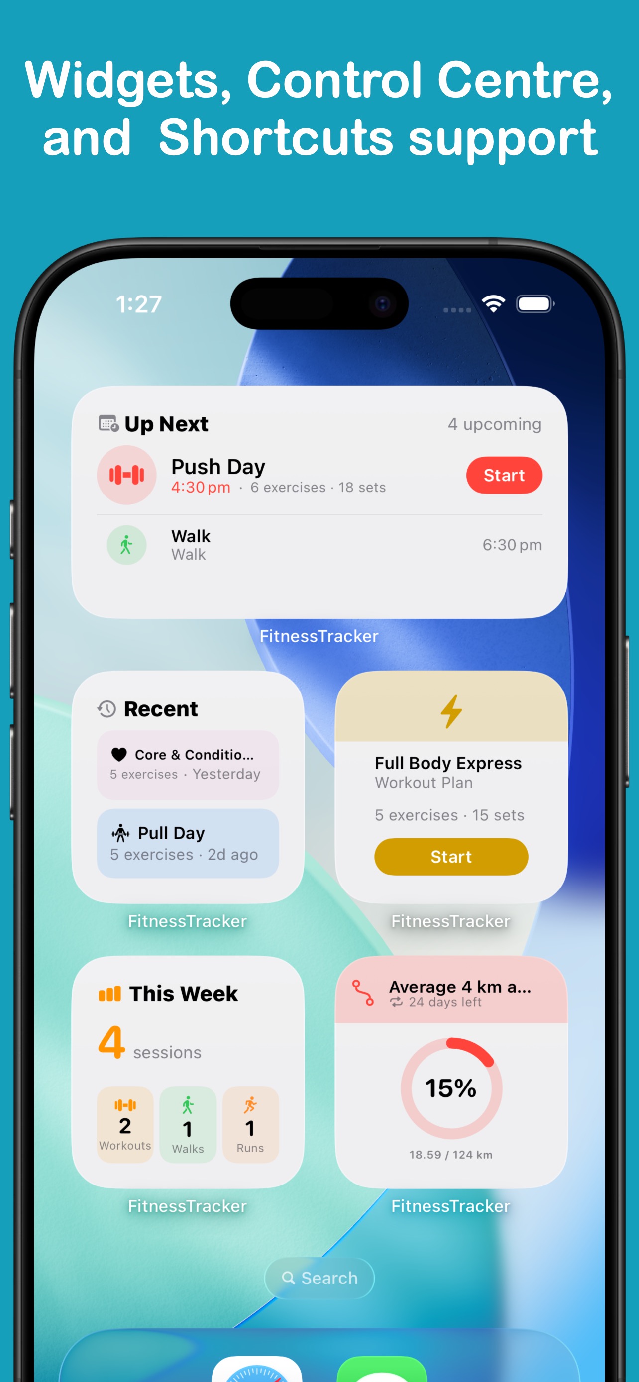 Widget, Control Centre, and Shortcuts support