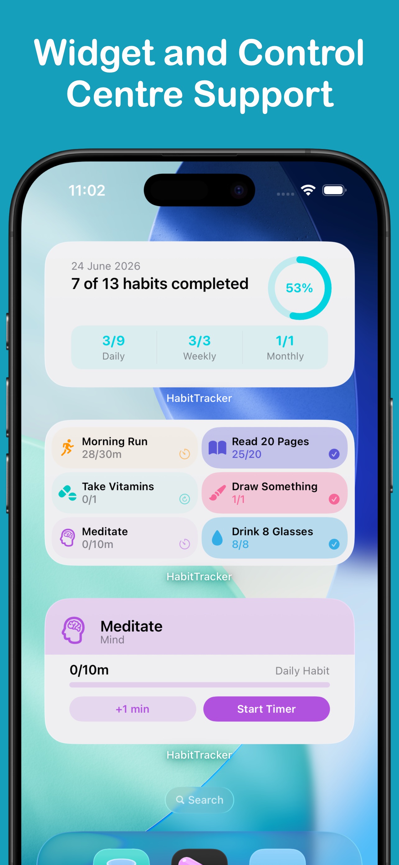 Widget and Control Centre support