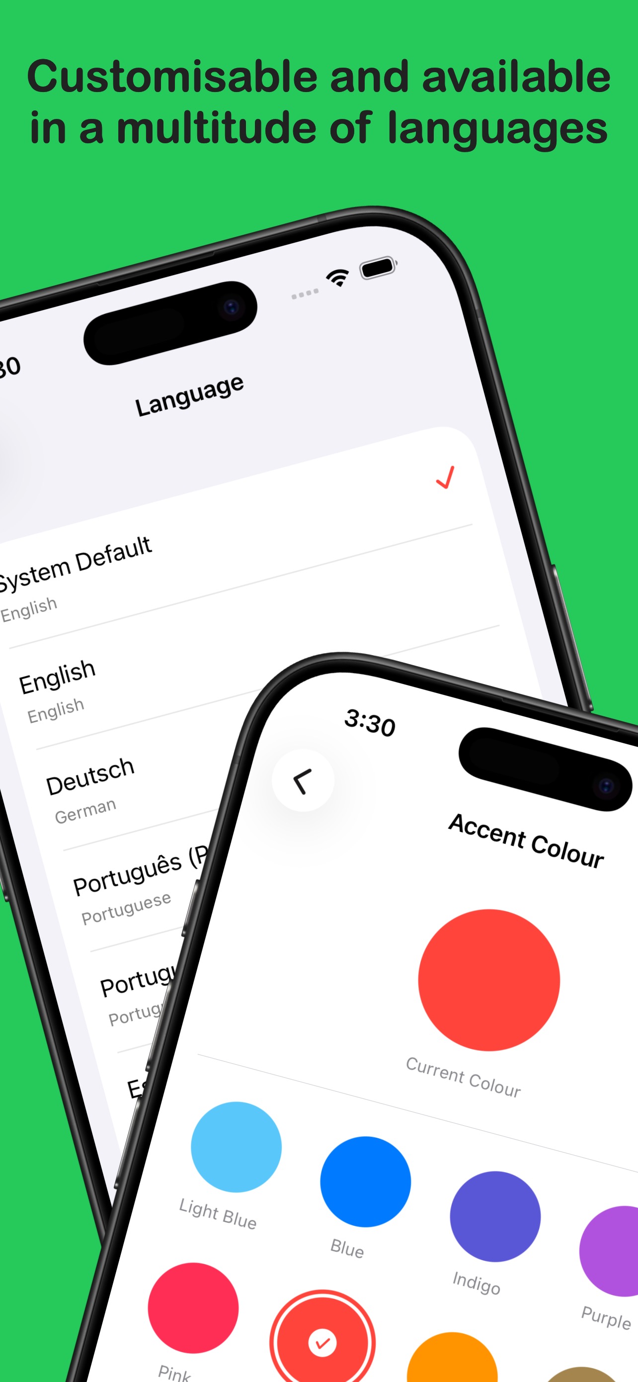 Customise and Languages